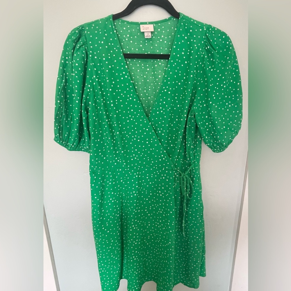Green Polka Dot Wrap Dress